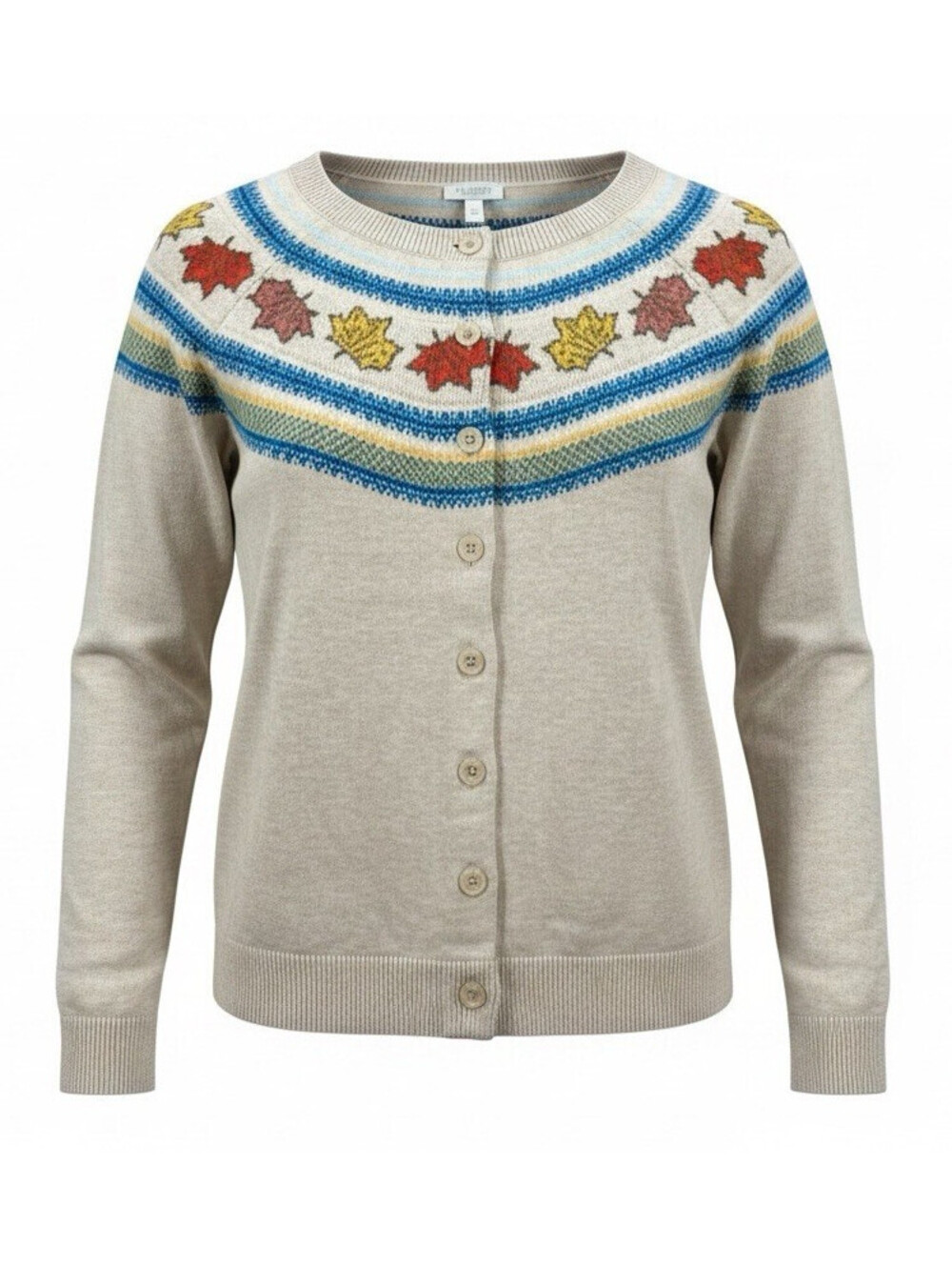 Talbots Size S Petite NWT Beige Button-Down Cardigan Sweater Fall Leaves Cottage